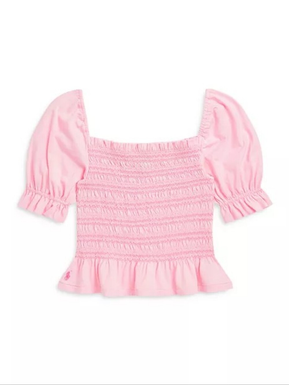 NWT Polo Ralph Lauren Nantucket Pink Smocked Cotton Jersey Peplum Top